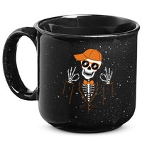 Funny Halloween Skeleton Hipster Bowtie Tuxedo Tux 15oz Campfire Ceramic Mug
