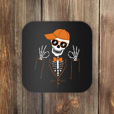 Funny Halloween Skeleton Hipster Bowtie Tuxedo Tux Coaster