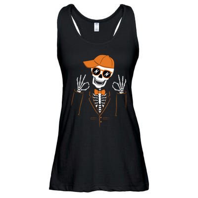 Funny Halloween Skeleton Hipster Bowtie Tuxedo Tux Ladies Essential Flowy Tank