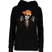 Funny Halloween Skeleton Hipster Bowtie Tuxedo Tux Womens Funnel Neck Pullover Hood
