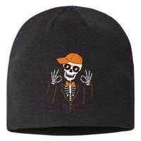 Funny Halloween Skeleton Hipster Bowtie Tuxedo Tux Sustainable Beanie