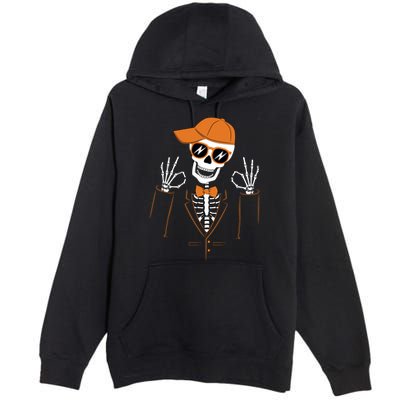 Funny Halloween Skeleton Hipster Bowtie Tuxedo Tux Premium Pullover Hoodie
