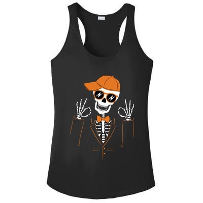 Funny Halloween Skeleton Hipster Bowtie Tuxedo Tux Ladies PosiCharge Competitor Racerback Tank