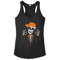 Funny Halloween Skeleton Hipster Bowtie Tuxedo Tux Ladies PosiCharge Competitor Racerback Tank