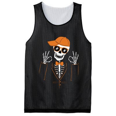 Funny Halloween Skeleton Hipster Bowtie Tuxedo Tux Mesh Reversible Basketball Jersey Tank