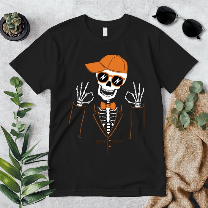 Funny Halloween Skeleton Hipster Bowtie Tuxedo Tux Premium T-Shirt