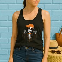 Funny Halloween Skeleton Hipster Bowtie Tuxedo Tux Womens Tank Top