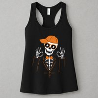 Funny Halloween Skeleton Hipster Bowtie Tuxedo Tux Womens Tank Top