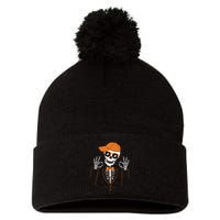 Funny Halloween Skeleton Hipster Bowtie Tuxedo Tux Pom Pom 12in Knit Beanie
