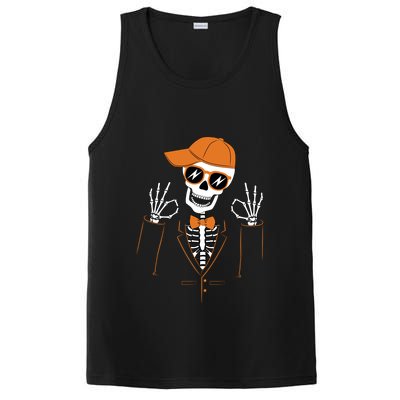 Funny Halloween Skeleton Hipster Bowtie Tuxedo Tux PosiCharge Competitor Tank