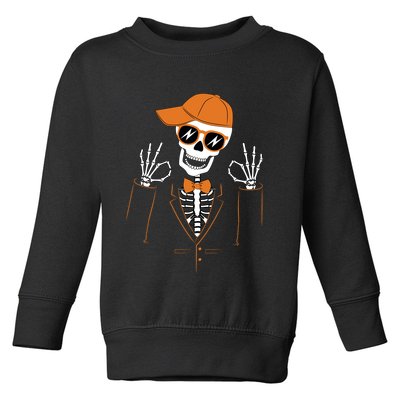 Funny Halloween Skeleton Hipster Bowtie Tuxedo Tux Toddler Sweatshirt