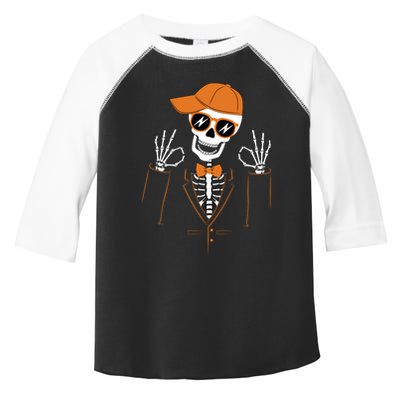 Funny Halloween Skeleton Hipster Bowtie Tuxedo Tux Toddler Fine Jersey T-Shirt