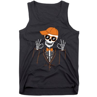 Funny Halloween Skeleton Hipster Bowtie Tuxedo Tux Tank Top