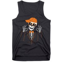 Funny Halloween Skeleton Hipster Bowtie Tuxedo Tux Tank Top