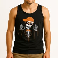 Funny Halloween Skeleton Hipster Bowtie Tuxedo Tux Tank Top