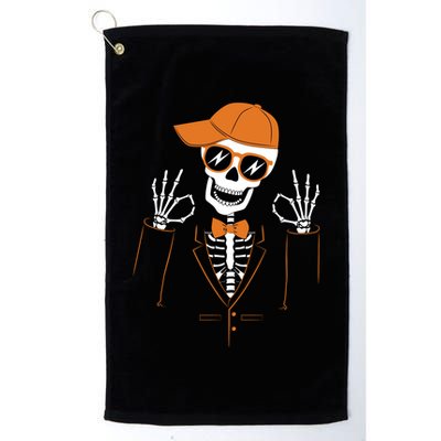 Funny Halloween Skeleton Hipster Bowtie Tuxedo Tux Golf Towel
