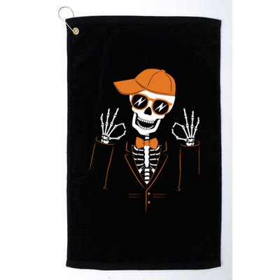 Funny Halloween Skeleton Hipster Bowtie Tuxedo Tux Platinum Collection Golf Towel