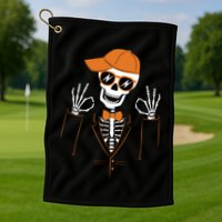 Funny Halloween Skeleton Hipster Bowtie Tuxedo Tux Golf Towel