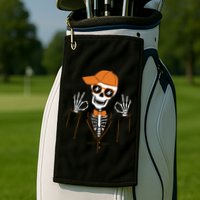 Funny Halloween Skeleton Hipster Bowtie Tuxedo Tux Golf Towel