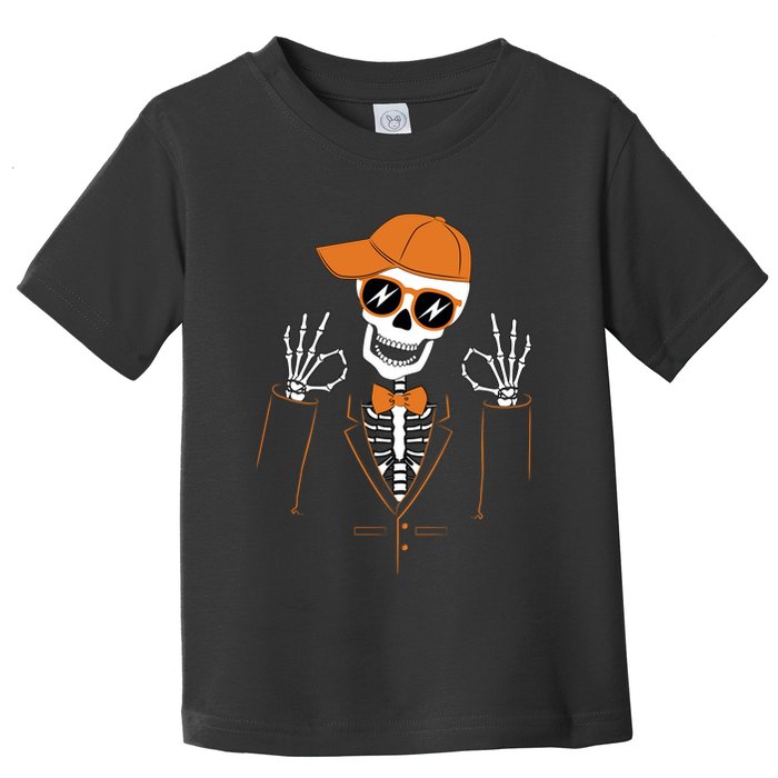 Funny Halloween Skeleton Hipster Bowtie Tuxedo Tux Toddler T-Shirt