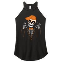 Funny Halloween Skeleton Hipster Bowtie Tuxedo Tux Women's Perfect Tri Rocker Tank