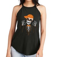 Funny Halloween Skeleton Hipster Bowtie Tuxedo Tux Women's Perfect Tri Rocker Tank