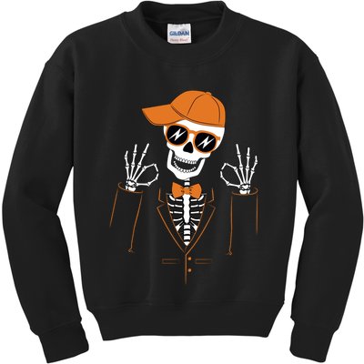 Funny Halloween Skeleton Hipster Bowtie Tuxedo Tux Kids Sweatshirt