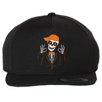 Funny Halloween Skeleton Hipster Bowtie Tuxedo Tux Wool Snapback Cap
