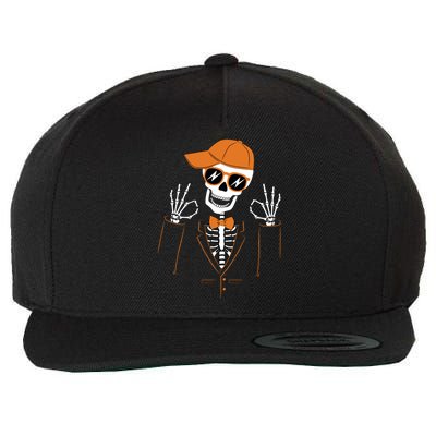 Funny Halloween Skeleton Hipster Bowtie Tuxedo Tux Wool Snapback Cap