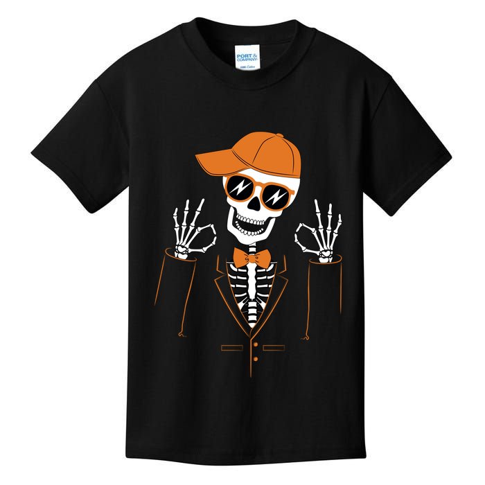 Funny Halloween Skeleton Hipster Bowtie Tuxedo Tux Kids T-Shirt
