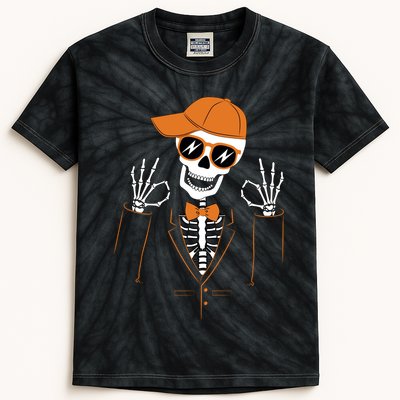 Funny Halloween Skeleton Hipster Bowtie Tuxedo Tux Kids Tie-Dye T-Shirt