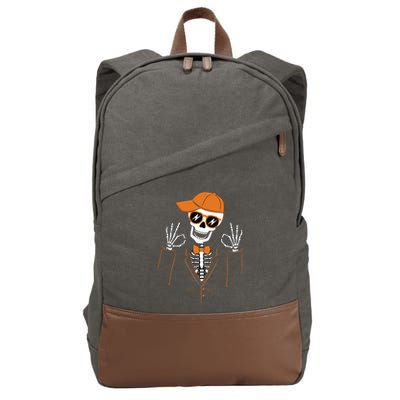 Funny Halloween Skeleton Hipster Bowtie Tuxedo Tux Cotton Canvas Backpack