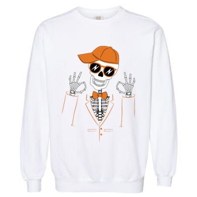 Funny Halloween Skeleton Hipster Bowtie Tuxedo Tux Garment-Dyed Sweatshirt