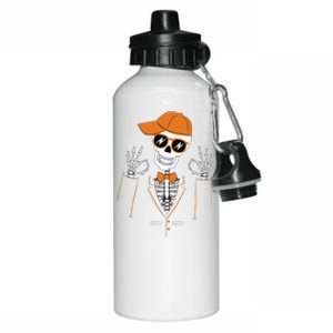 Funny Halloween Skeleton Hipster Bowtie Tuxedo Tux Aluminum Water Bottle