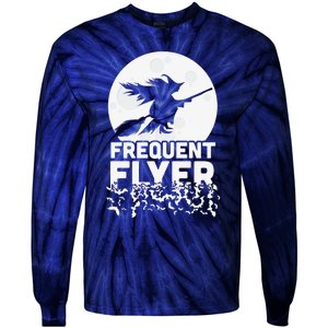 Funny Halloween Shirts, Perfect Halloween Frequent Flyer Witch Tie-Dye Long Sleeve Shirt