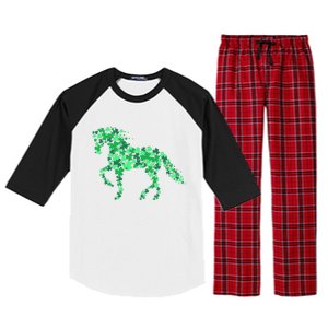 Funny Horse Shamrock Horseback Riding Equestrian Patrick Day Meaningful Gift Raglan Sleeve Pajama Set