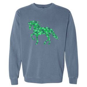 Funny Horse Shamrock Horseback Riding Equestrian Patrick Day Meaningful Gift Garment-Dyed Sweatshirt