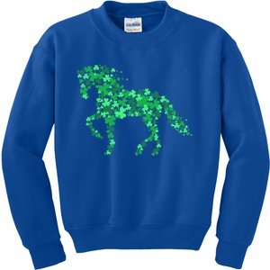 Funny Horse Shamrock Horseback Riding Equestrian Patrick Day Meaningful Gift Kids Sweatshirt