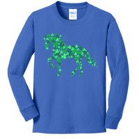 Funny Horse Shamrock Horseback Riding Equestrian Patrick Day Meaningful Gift Kids Long Sleeve Shirt