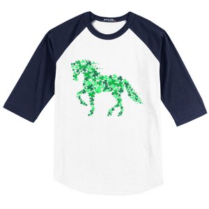 Funny Horse Shamrock Horseback Riding Equestrian Patrick Day Meaningful Gift Baseball Sleeve Shirt