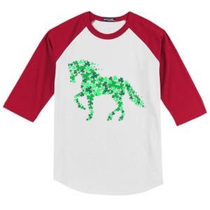 Funny Horse Shamrock Horseback Riding Equestrian Patrick Day Meaningful Gift Kids Colorblock Raglan Jersey