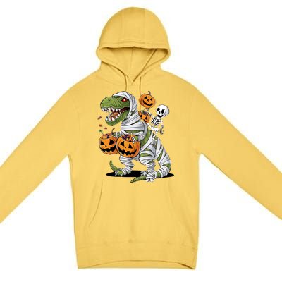 Funny Halloween Skeleton Dinosaur Mummy Trex Hallowen Meaningful Gift Premium Pullover Hoodie