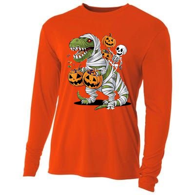 Funny Halloween Skeleton Dinosaur Mummy Trex Hallowen Meaningful Gift Cooling Performance Long Sleeve Crew