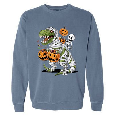 Funny Halloween Skeleton Dinosaur Mummy Trex Hallowen Meaningful Gift Garment-Dyed Sweatshirt