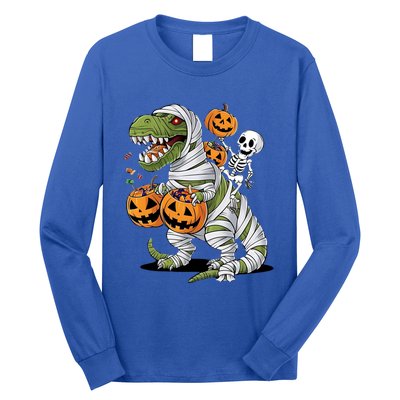 Funny Halloween Skeleton Dinosaur Mummy Trex Hallowen Meaningful Gift Long Sleeve Shirt