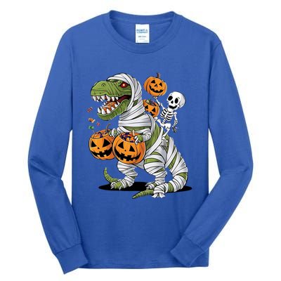 Funny Halloween Skeleton Dinosaur Mummy Trex Hallowen Meaningful Gift Tall Long Sleeve T-Shirt