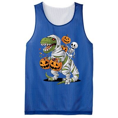 Funny Halloween Skeleton Dinosaur Mummy Trex Hallowen Meaningful Gift Mesh Reversible Basketball Jersey Tank