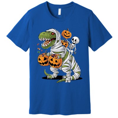 Funny Halloween Skeleton Dinosaur Mummy Trex Hallowen Meaningful Gift Premium T-Shirt