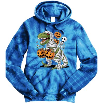 Funny Halloween Skeleton Dinosaur Mummy Trex Hallowen Meaningful Gift Tie Dye Hoodie