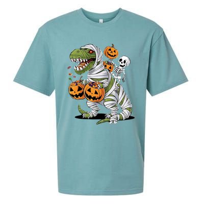 Funny Halloween Skeleton Dinosaur Mummy Trex Hallowen Meaningful Gift Sueded Cloud Jersey T-Shirt